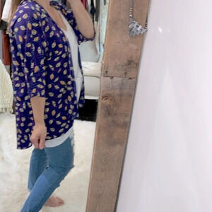 Lularoe leaf print cardigan size medium new with tags